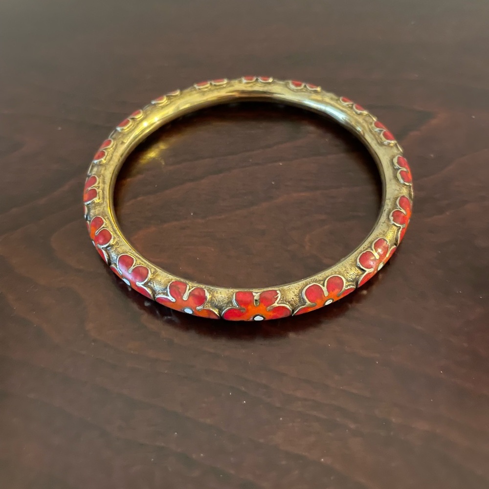 VTG bangle enamel flowers bracelet